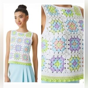 Alice + Olivia Reva Medallion Crocheted Top Size Small
